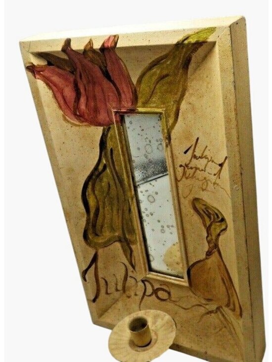 Tulipa Other - Tulipa Candle Sconce Mirror Portugal Wall Mount Distressed shabby Chic Cottage